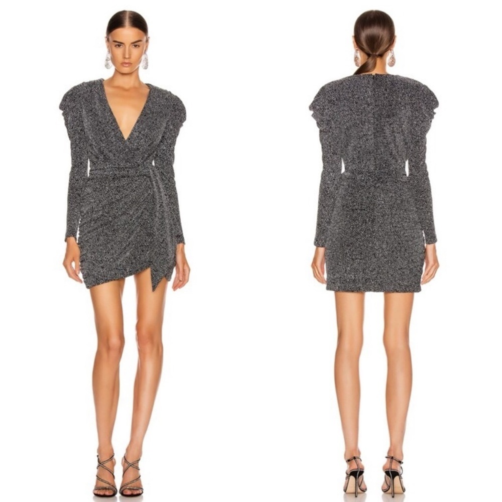 Jonathan Simkhai Glitter Jersey Deep V Mini Dress